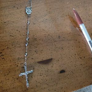Rosary Necklace Silver Metal
